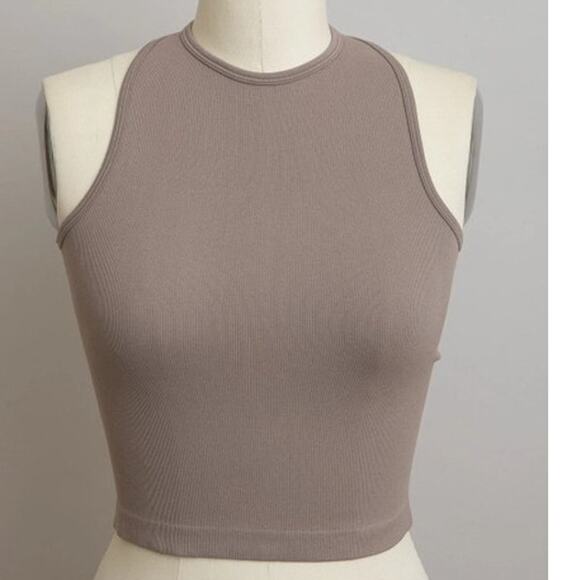 Chic and Modern High Neck Racerback Brami Mocha - Picture 1 of 4